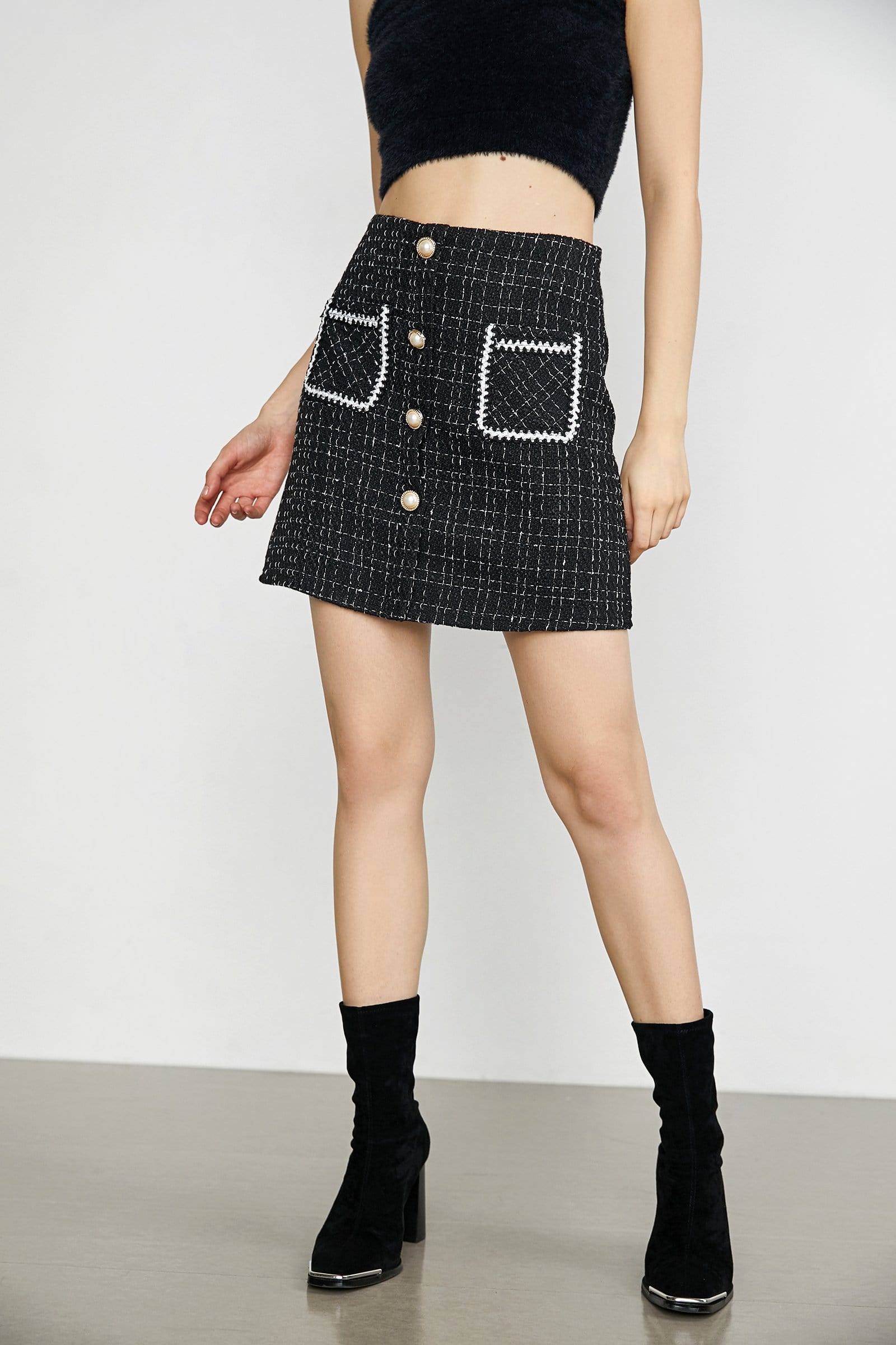 November Black Button Skirt
