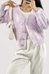 Plum V-Neck Long Sleeve Cardigan