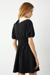 Zoie Black Puff Sleeves Mini Dress