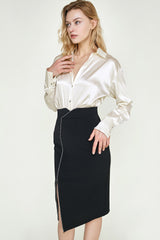 White Satin Drop Shoulder Shirt