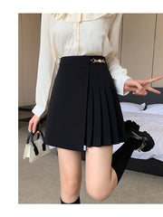Metal Chain Pleated Mini Skirt