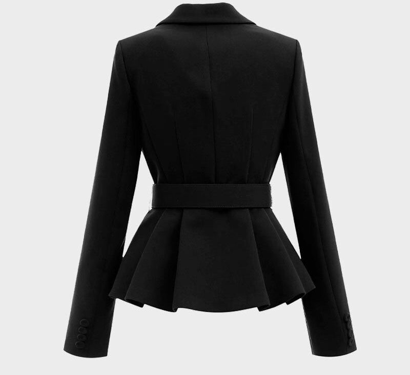 Contrast-Stitch Belted Casual Blazer