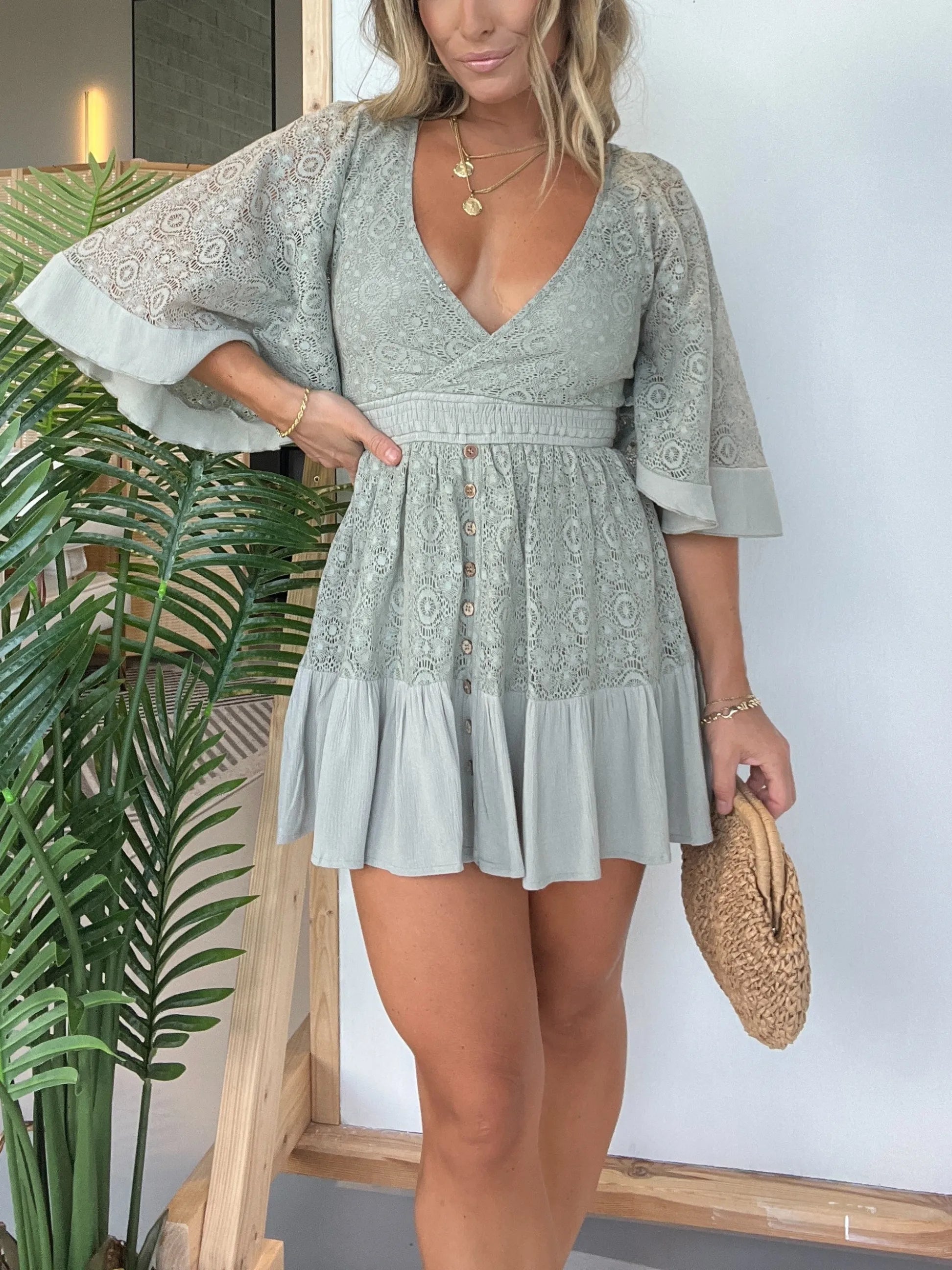 Lace Crochet Dress Built-in Shorts