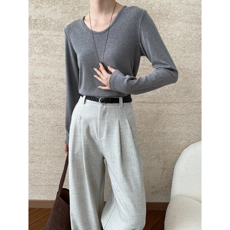 Simple Goose Egg Collar Slim Shoulder T-shirt Bottoming Shirt