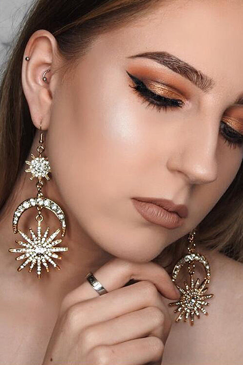 Shine Time Moon Metallic Earrings