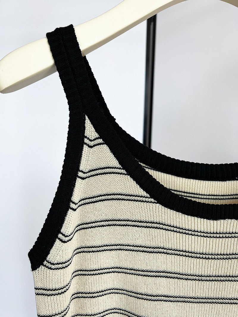 Contrasting Knitted Vest Skirt