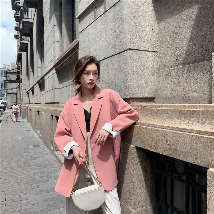 Double-breasted Casual Loose Women's Suit