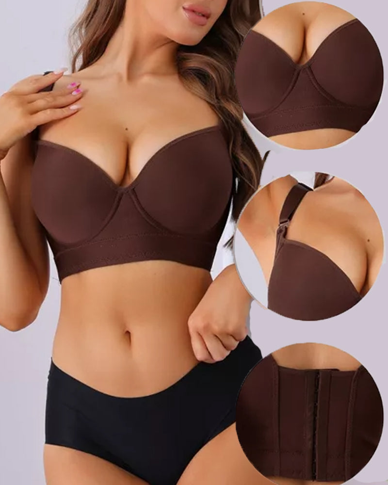 2-Pack Extra Firm High Compression Full Cup Push Up Bra - Brown