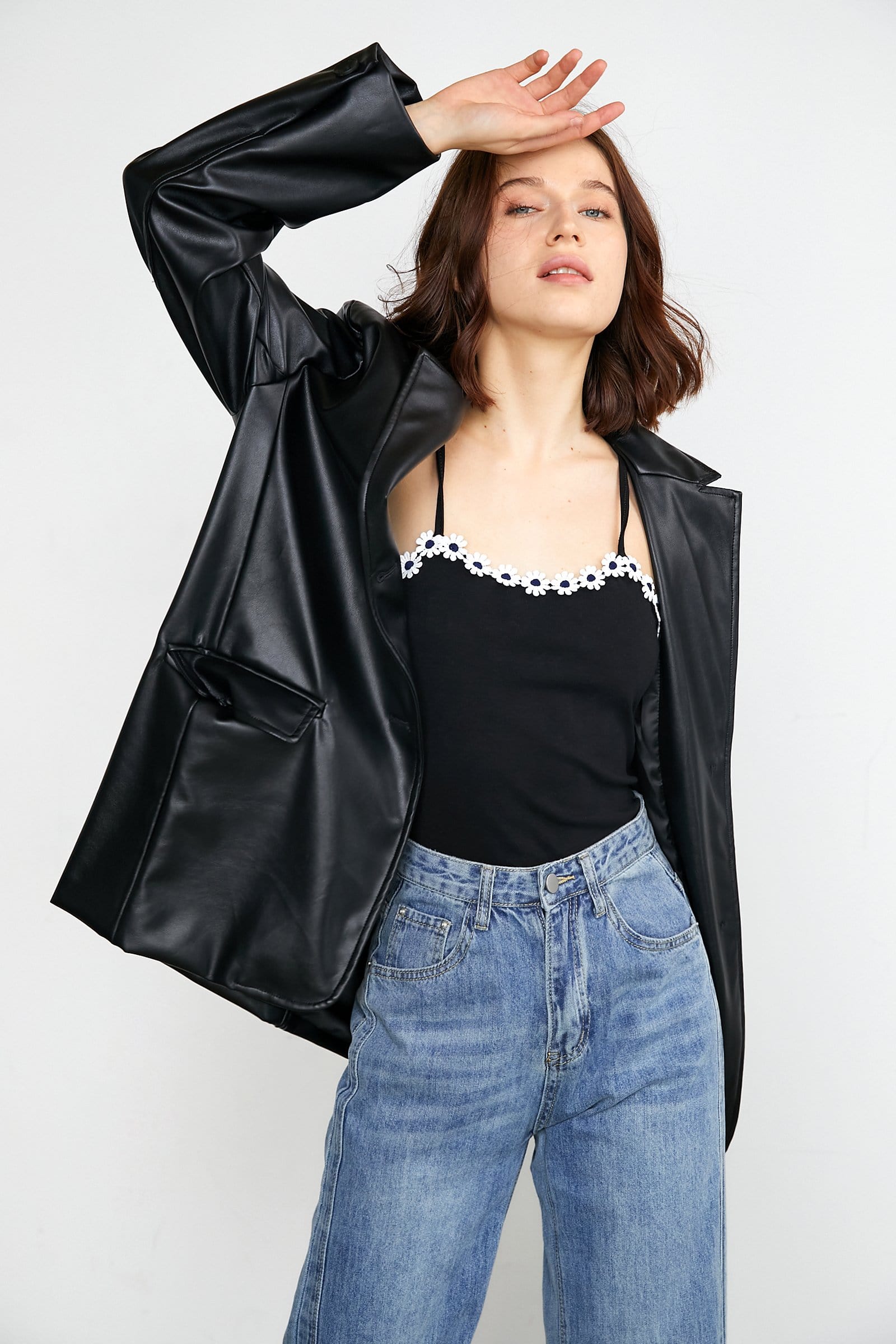 Docie Black Leather Shacket