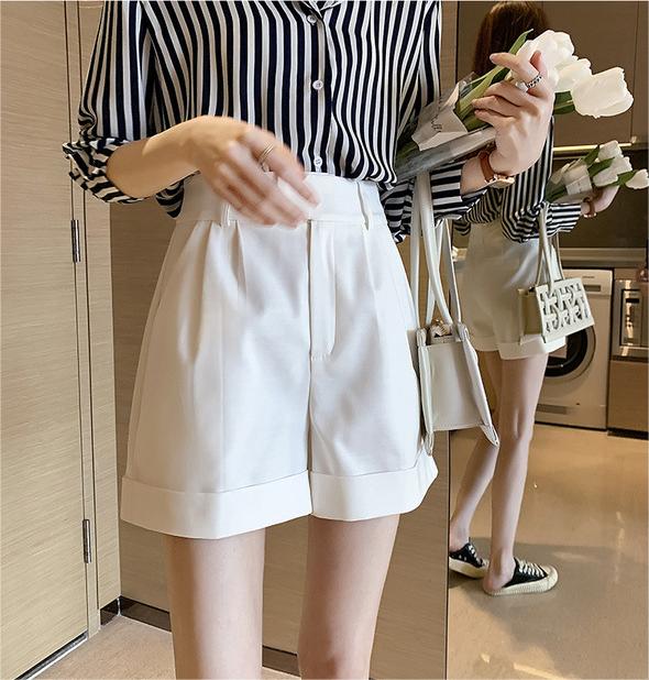 A-Line Seam-Detail White Shorts