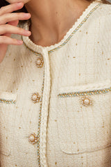 White Faux Pearl Button Mini Dress