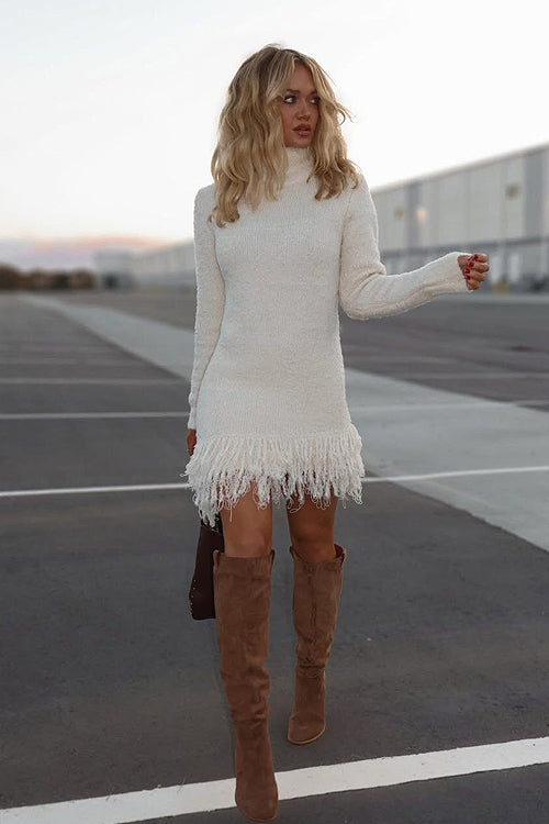 Convincingly Cozy Tassel Knit Dress -3 Colors