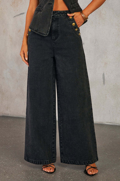 Carefree Style Denim Vest Set- 2 Colors