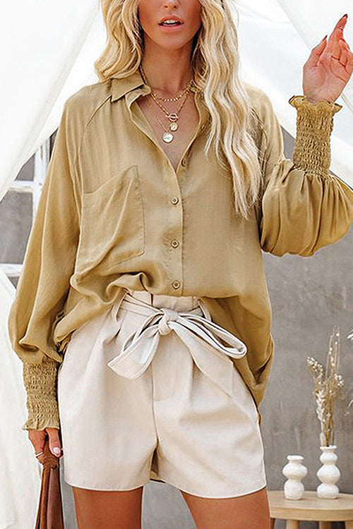 Love Life Oversized Pocket Balloon Sleeve Shirt - 3 Colors