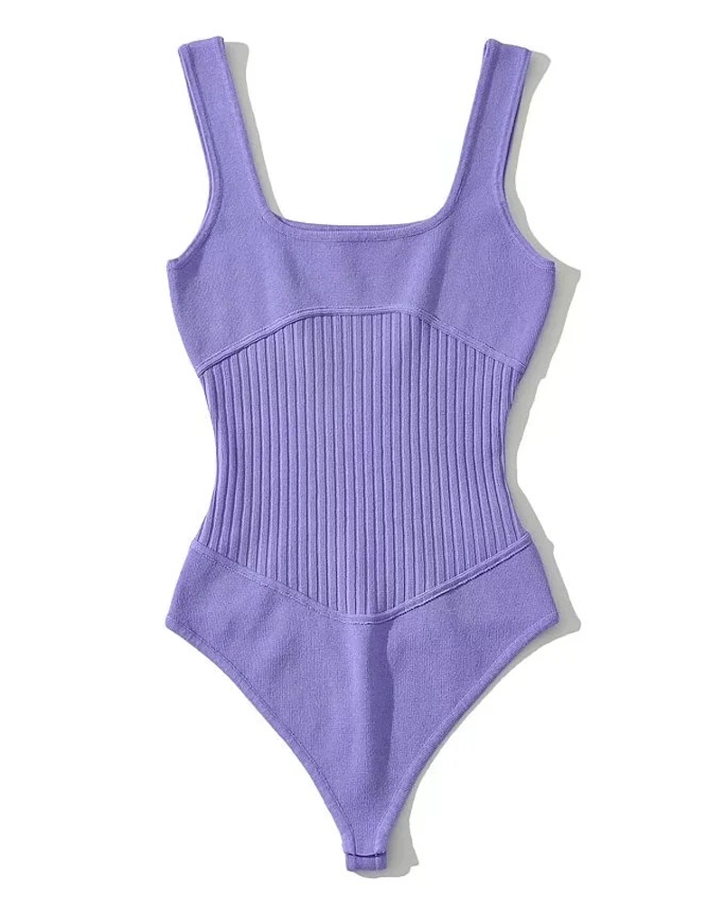 Knit Stretch Slim V Neck Vest Tights Sleeveless Backless Tights