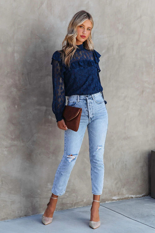 Couldn't Be Better Lace Ruffled Top - 3 Colors