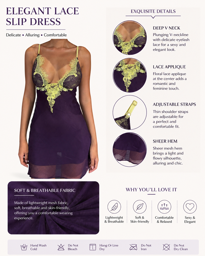 Lace Mesh Patchwork Contrast Color Babydoll Nightgowns
