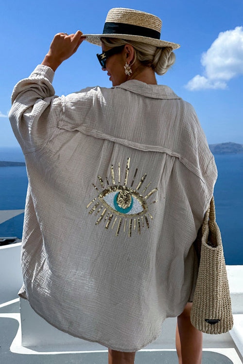 Summer Escapades Linen Sequin-Embroidered Top - 3 Colors