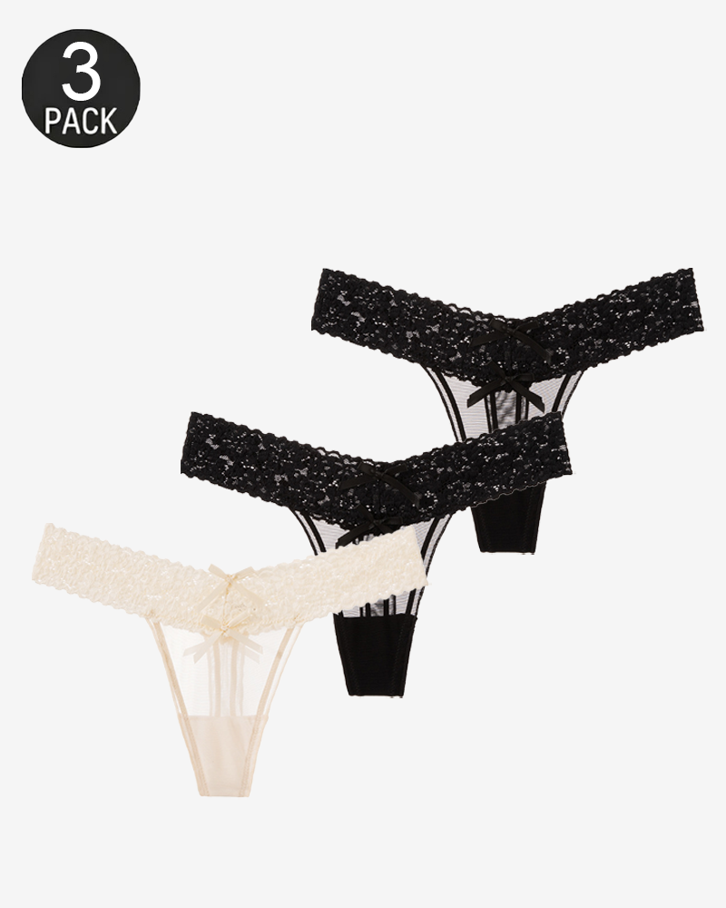 Floral Lace Cutout Thong Panties