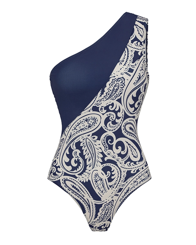 Blue Paisley Print Swimsuit Set