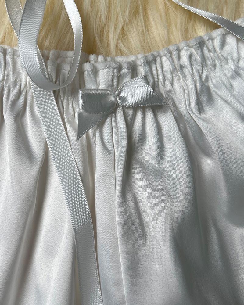 Satin Off-Shoulder Pajama Set
