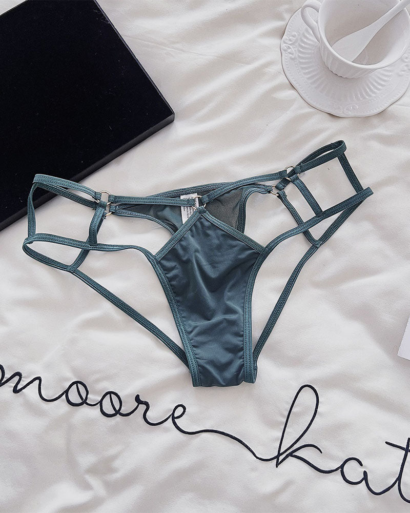 Cutout Crossover Strap Thongs