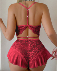 Lace Sheer Cut-Out Open Crotch Bodysuit