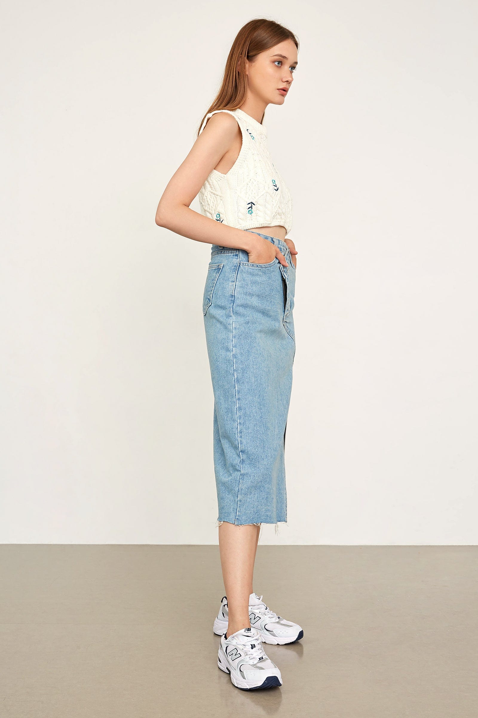 Samaria Light Sky Blue Asymmetrical Skirt