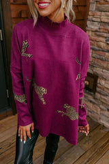 casual vintage tiger and leopard print long sleeve tops