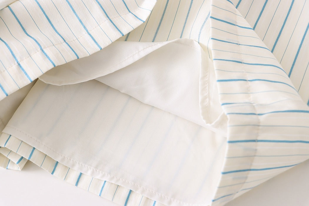 Vertical Striped Shirt Shorts Sunscreen Two-piece Set