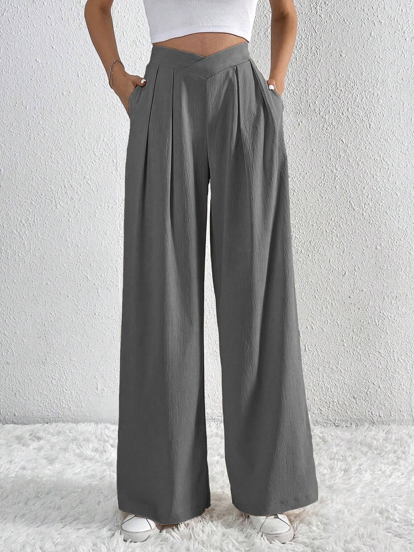Pleated Casual Wide Leg Pants