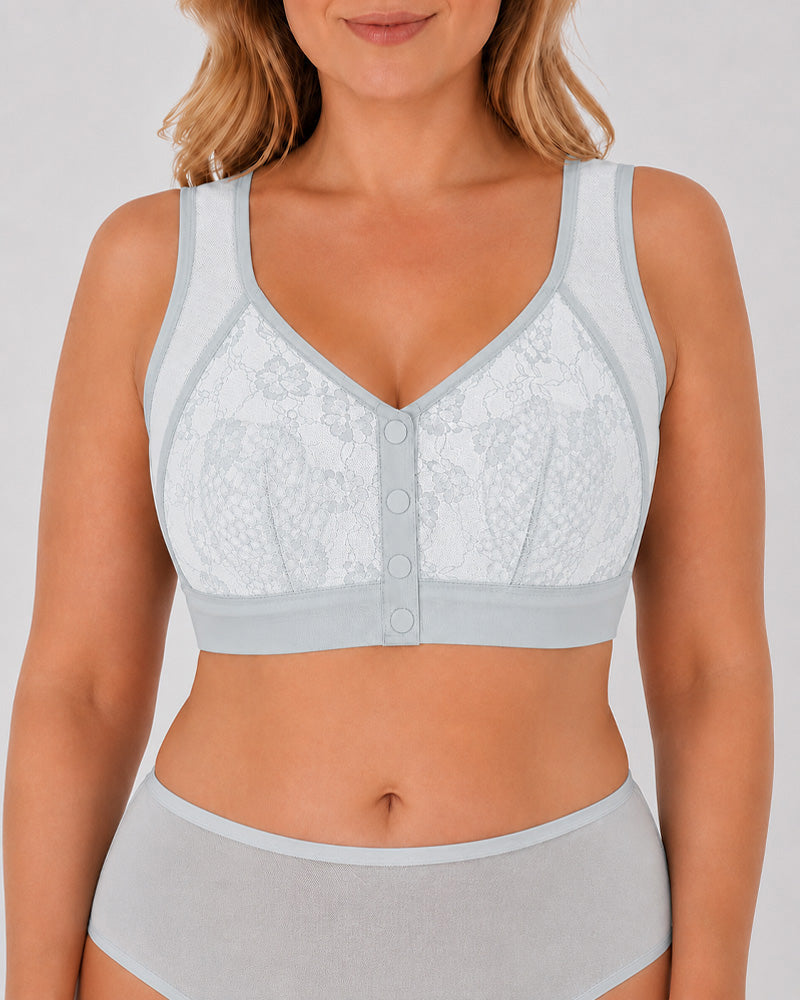 Plus Size Front Closure Seamless Lace Mesh Breathable Vest Bra