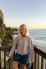 Attractively Cozy Soft Striped Knit Cardigan - Coffee