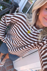 Attractively Cozy Soft Striped Knit Cardigan - Coffee