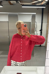 Attractively Cozy Soft Striped Knit Cardigan - Rose Pink