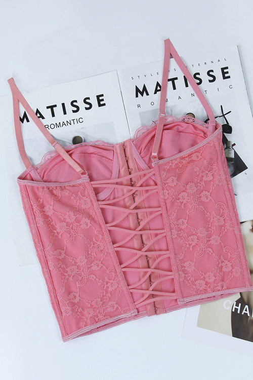 Hold Me Near Lace Backless Bustier Corset Crop Top - 3 Colors