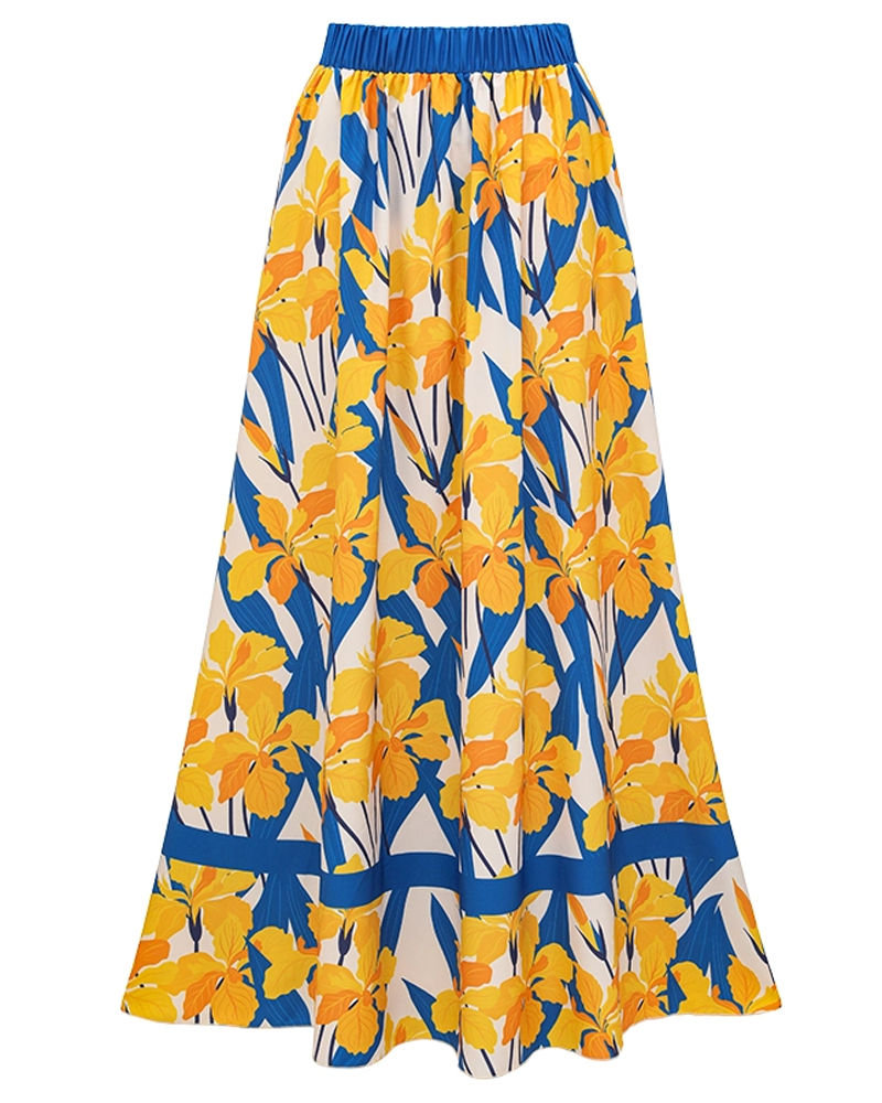 Iris Print Cut-out Swimsuit set