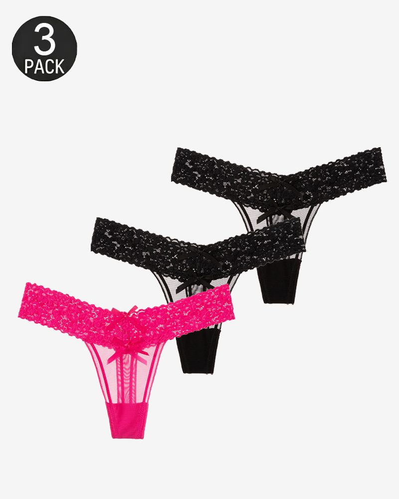 Floral Lace Cutout Thong Panties