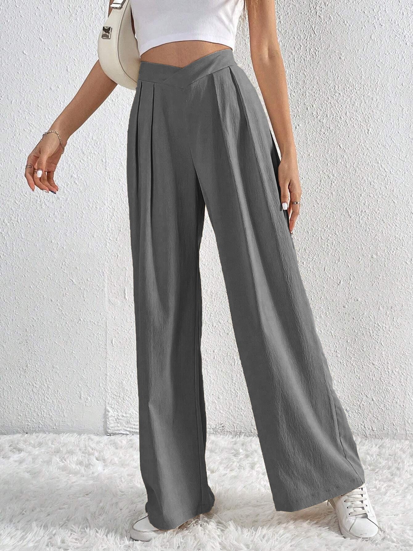 Pleated Casual Wide Leg Pants