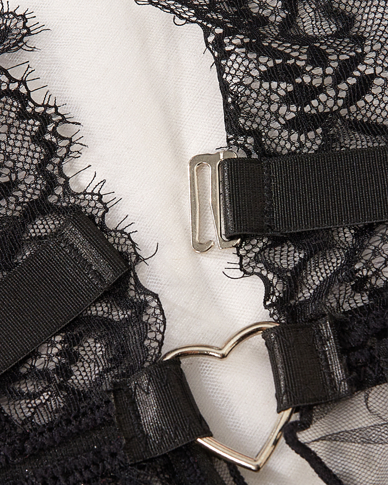 Lace Sheer Halter Teddy Bodysuit