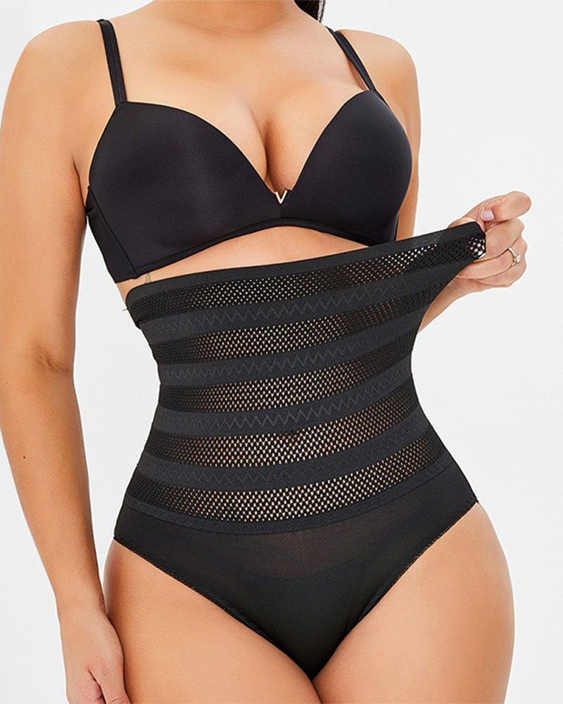 Women's High Waist Shaping Thong Breathable Tummy Control Shapewear Panty