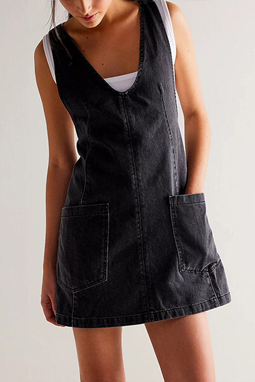On This Sweet Day Backless Denim Mini Dress - 5 Colors
