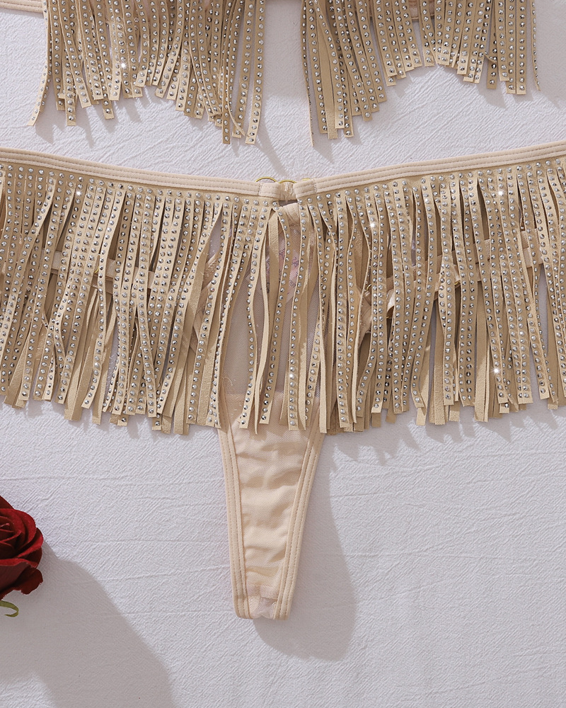 Sequin Fringe Cut-Out Lingerie Set