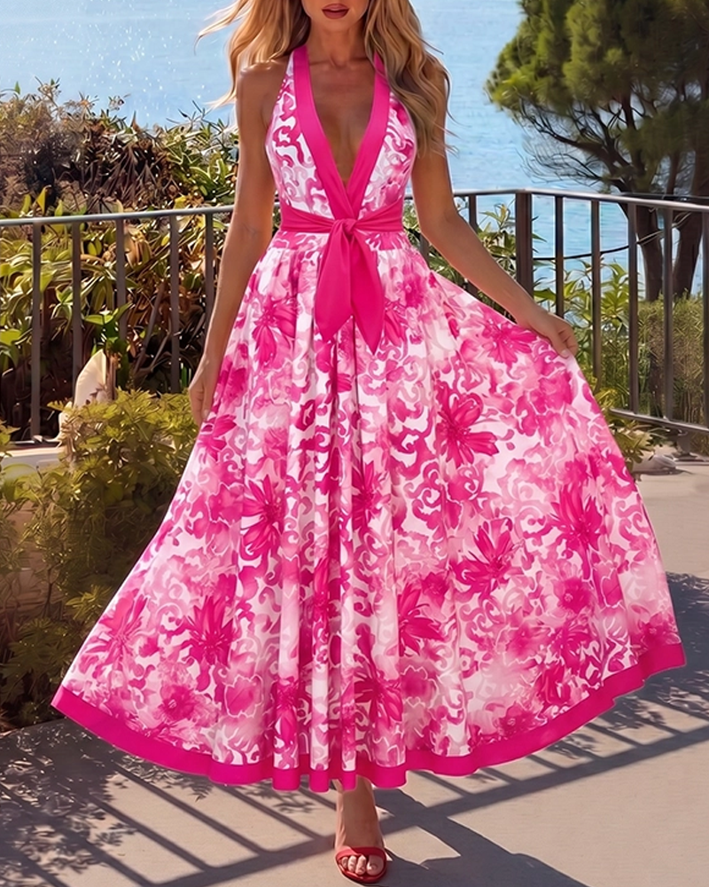 Cut-Out Floral Print Swimsuit Set