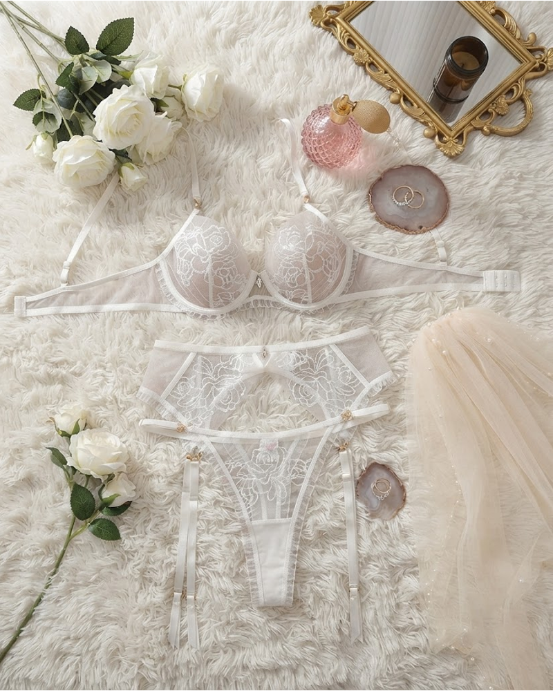 Strappy Lace Sheer Lingerie Set