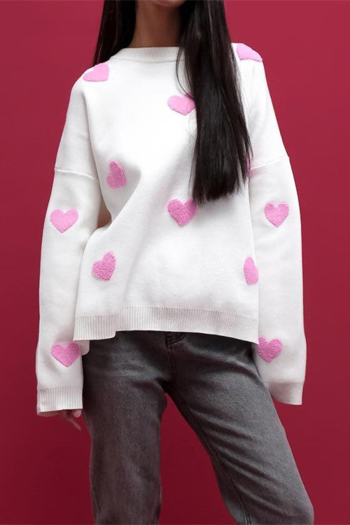Warmly Adorable Heart Oversized Knit Top - 7 Colors