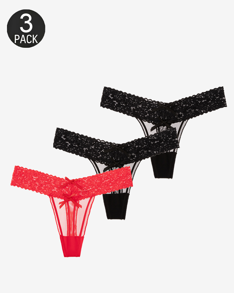 Floral Lace Cutout Thong Panties