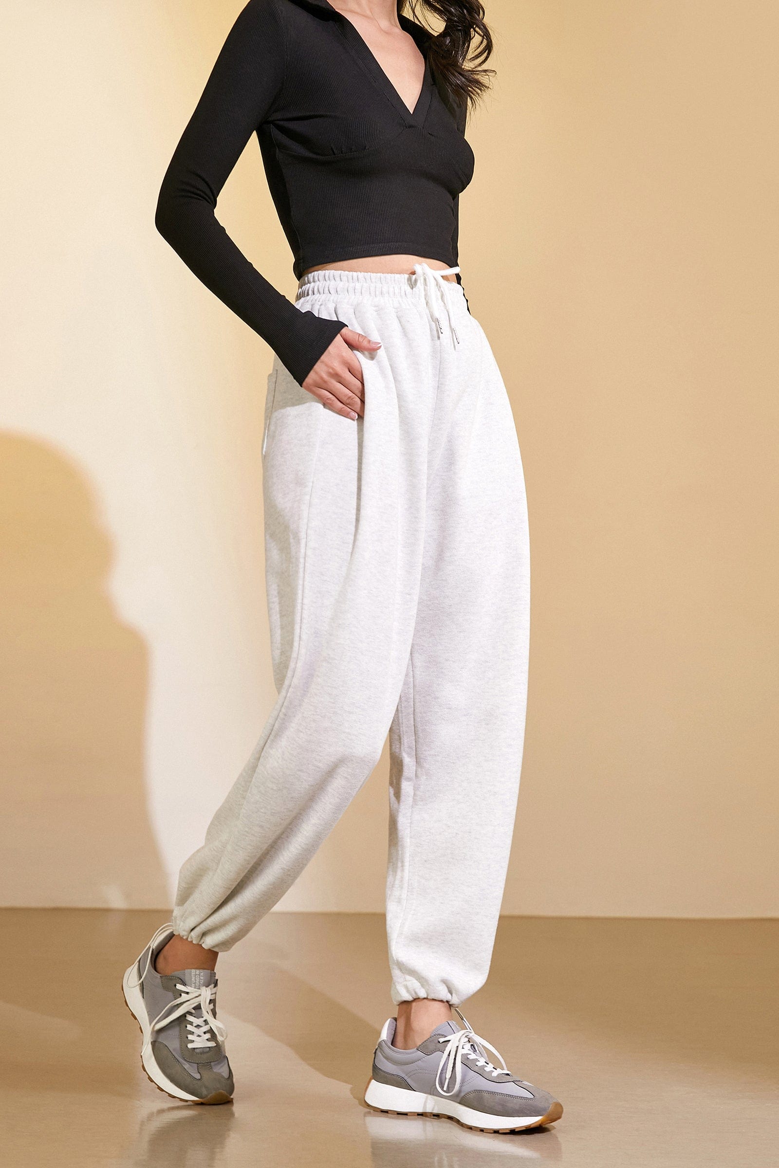 Gainsboro Drawstring Hem Joggers