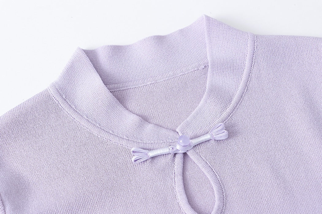 Short sleeve of hollow semi-high neck sweater