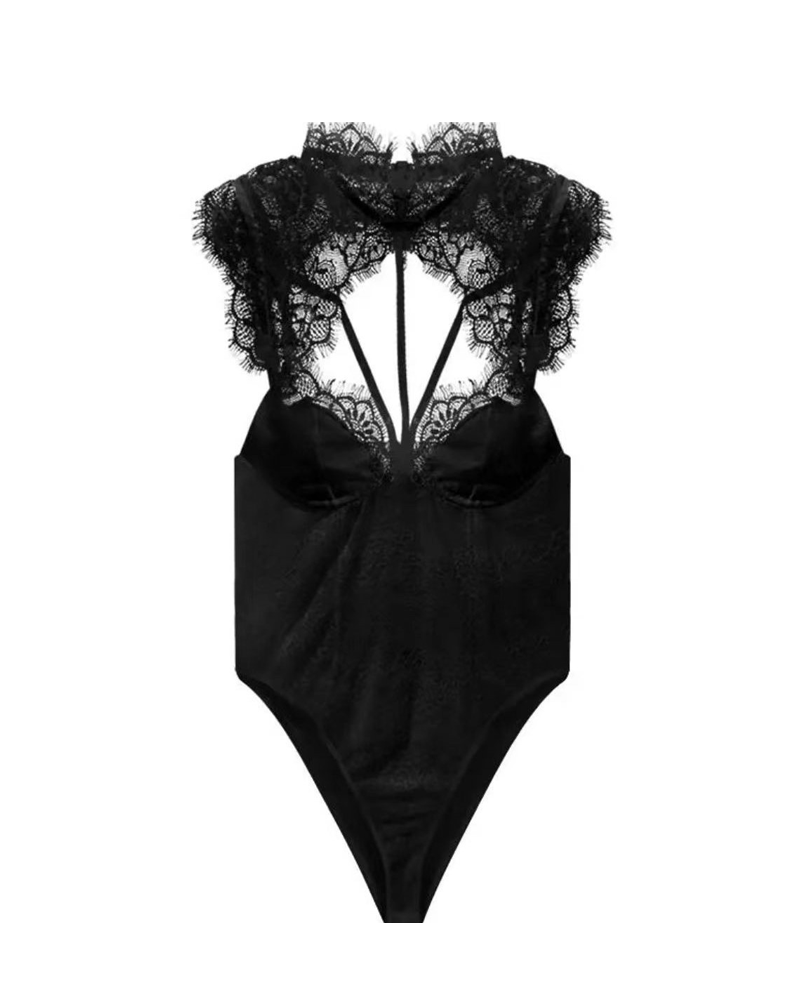 Scoop Neck Lace Shapewear Bodysuit